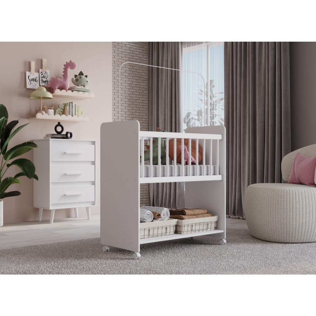 mini berço infatil conforto bedside fixo com rodizios +colchao