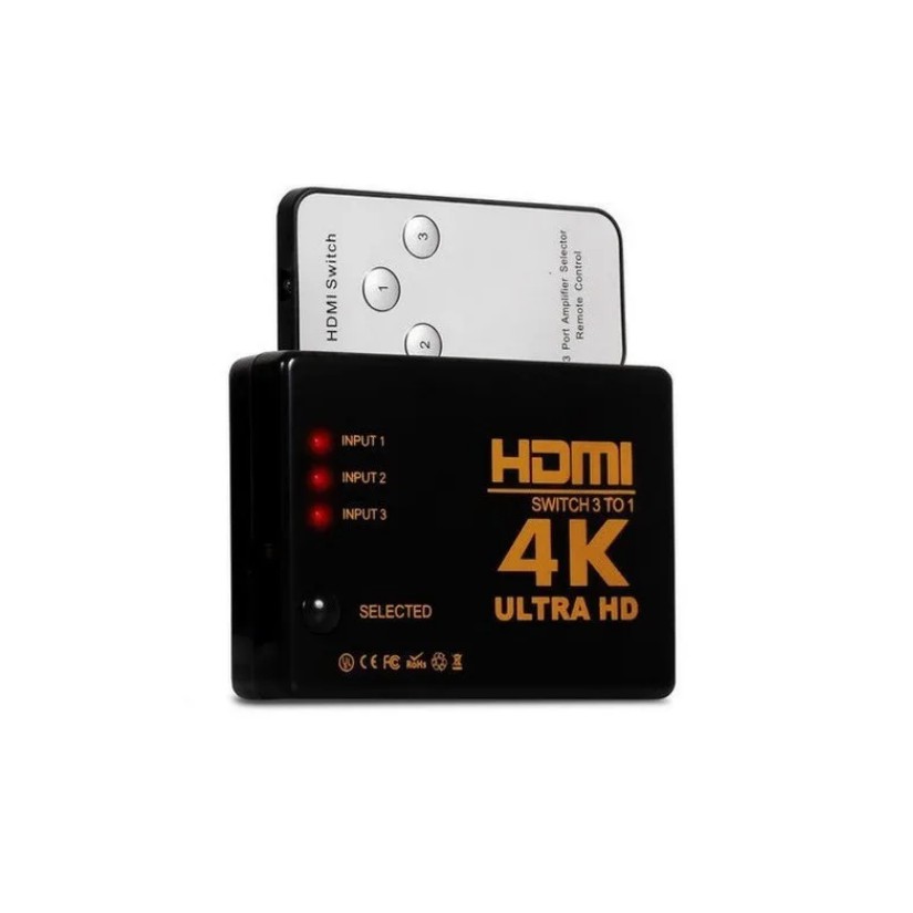 Hub Switch Hdmi 3 Entrada 1 Saída 4k Divisor Com Controle promoção