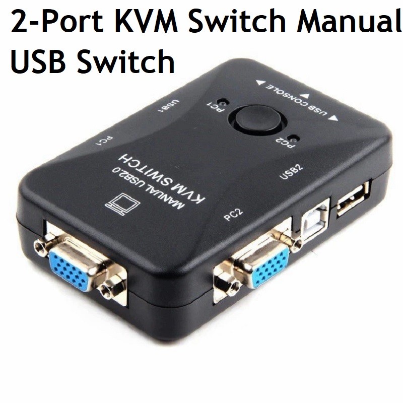 Novo USB KVM Switch Switcher 2 Portas VGA SVGA Caixa 2.0 Mouse Teclado 1920 * 1440