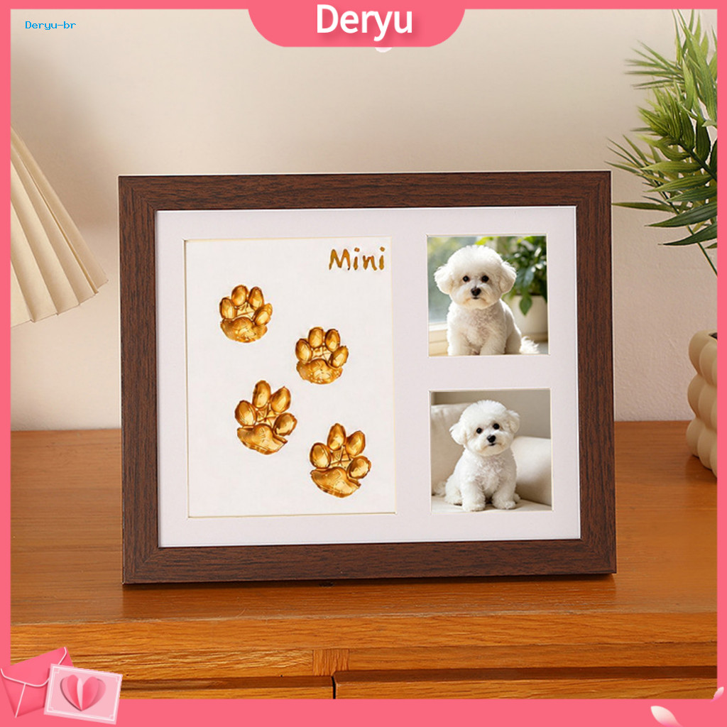 Diy Paw Print Casting Kit Pet Keepsake Frame Memory – Ink Pad Soft Clay for Dog Cat Personalized for