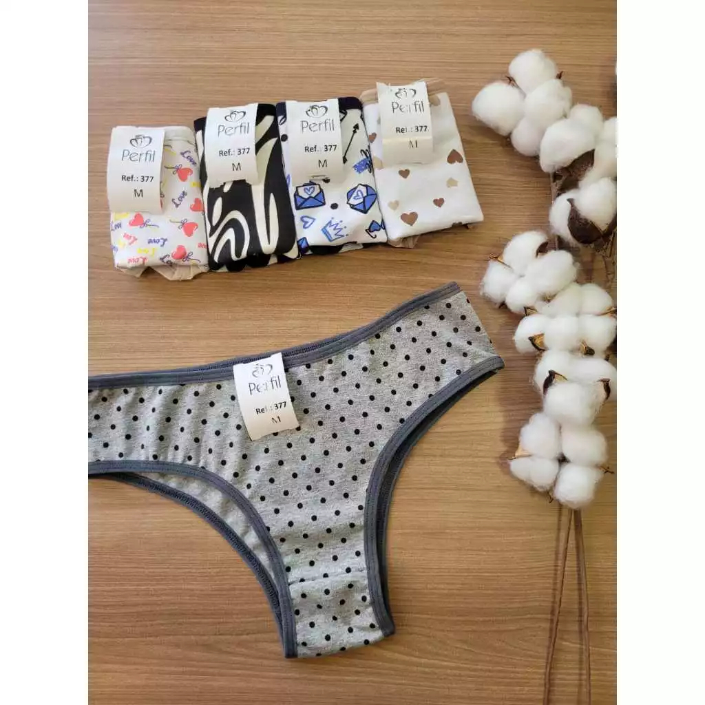 Kit 3 Calcinhas Tanga Cotton 100% Algodão Estampas Delicadas Conforto Premium Feminino