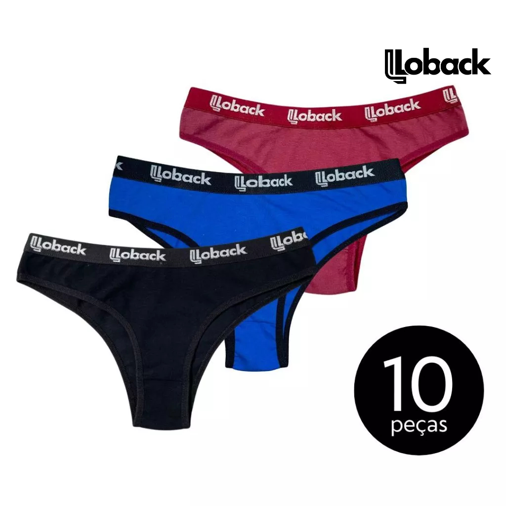 Kit 10 Calcinha Tanga Conforto 100% Algodão Cotton Cós Alto Qualidade Premium REF: 003