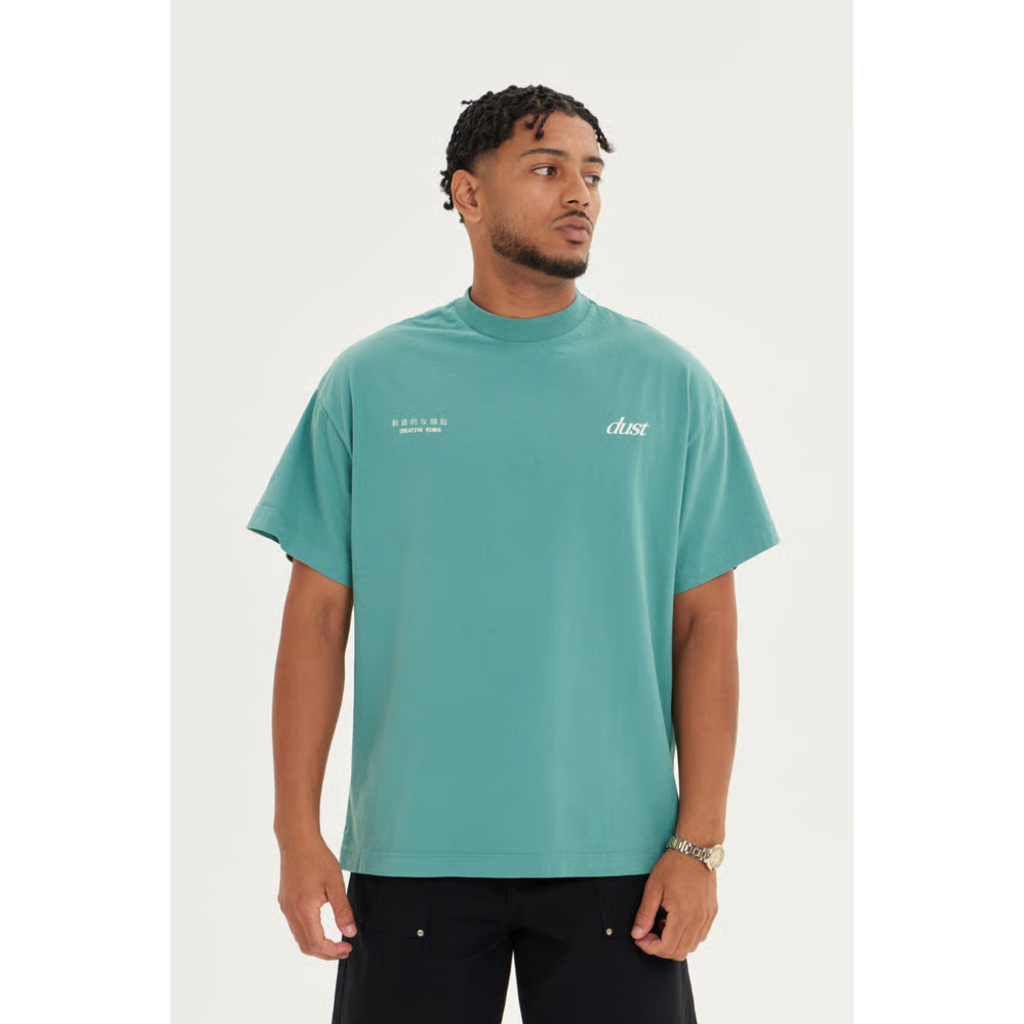 Camiseta Oversized Oriente Verde Menta Dust 100% Algodão Heavy Cotton Estampa Silk Streetwear