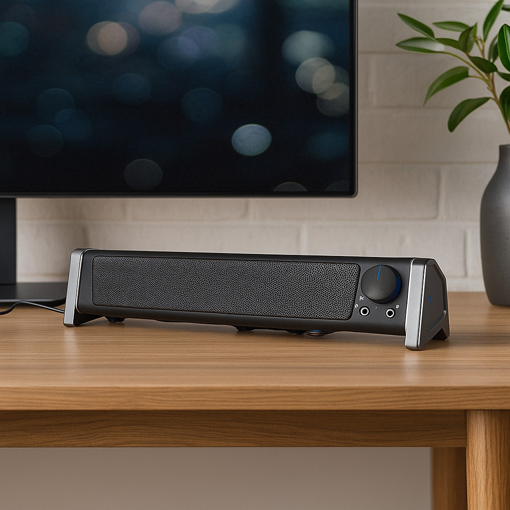 Sound Bar USB Para PC E Notebook 10W RMS Com RGB E Entrada AUX 3,5mm Caixa de Som