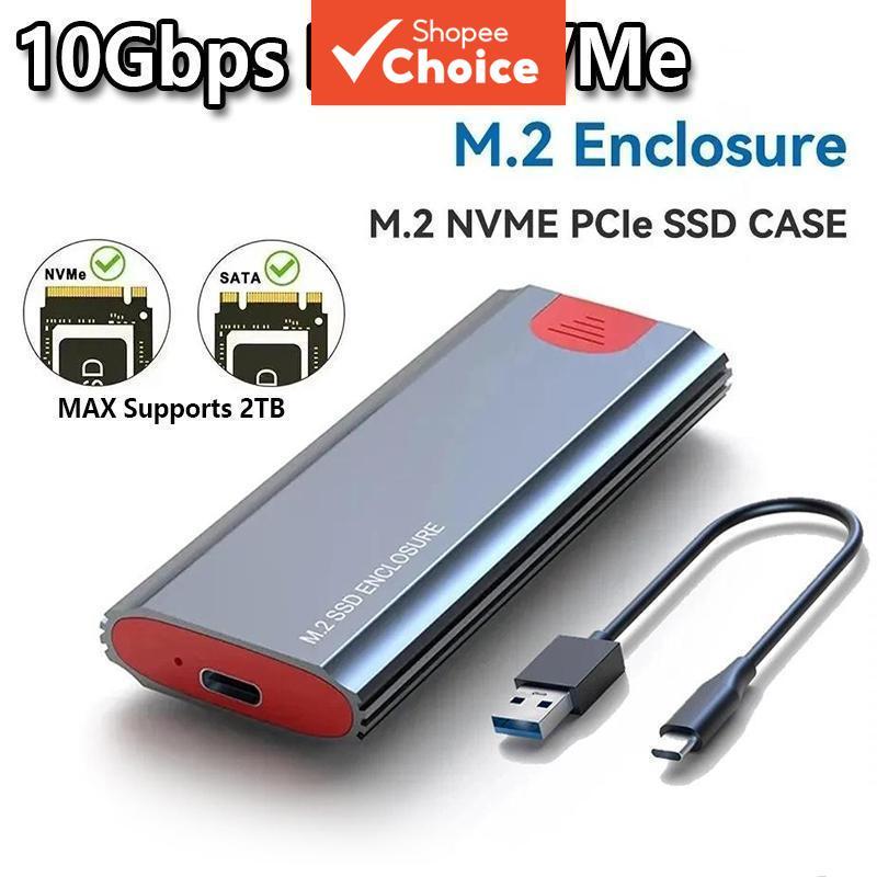 M2 10Gbps NVMe SATA SSD Gabinete Caixa Aplicada Ao PCIe Adaptador Ferramenta Livre USB C 3.1 Gen 2 Leitor Com Cabo Ac