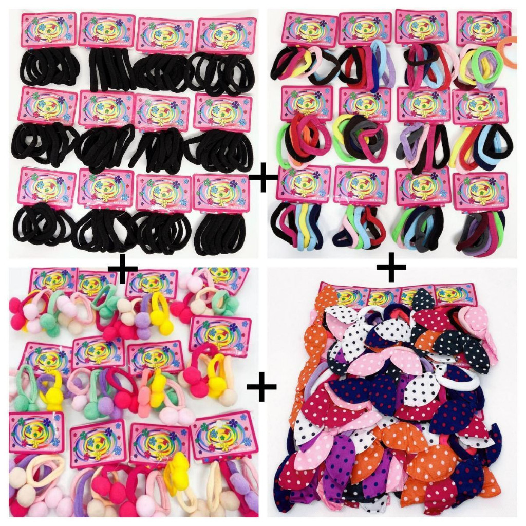 KIT 4 Pacotes tem 48pcs  Rabicó Meia Coelho+48pcs Pom Pom coloridos+72pcs preto+72pcs coloridos-INLIS ANA