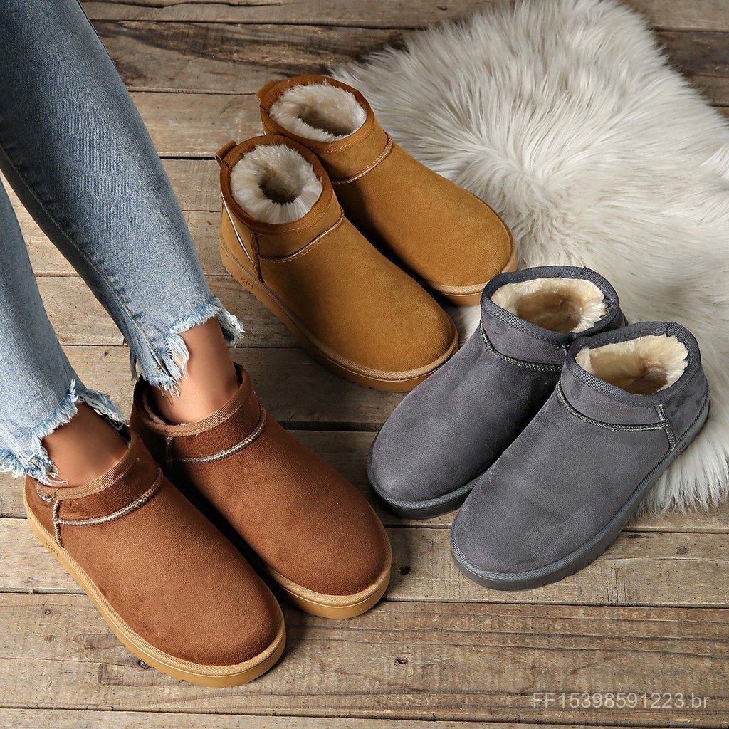 2025 outono inverno novo estilo feminino novo estilo velo-velo quente botas curtas influenciador pele integrada sapatos