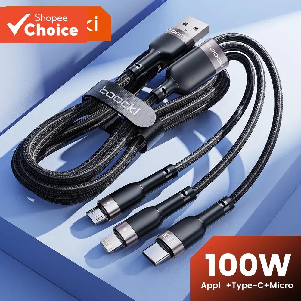 Cabo De Carregamento Rápido 3 Em 1 100 W 1.2 M USB Tipo C/Micro/L Laptop Tablet Telefone Dados Velocidade Total