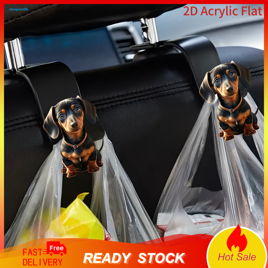 Universal Car Purse Hanger Seat Headrest Hook Durable Acrylic with Cute Cartoon Cow/dog/butterfly/cat Patterns for Bags