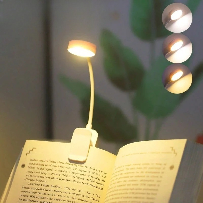 Clipe De LED Na Luz Do Livro De Leitura Portátil 3 Cores Proteção Para Os Olhos Stepless Regulável Mini Lâmpada De Mesa