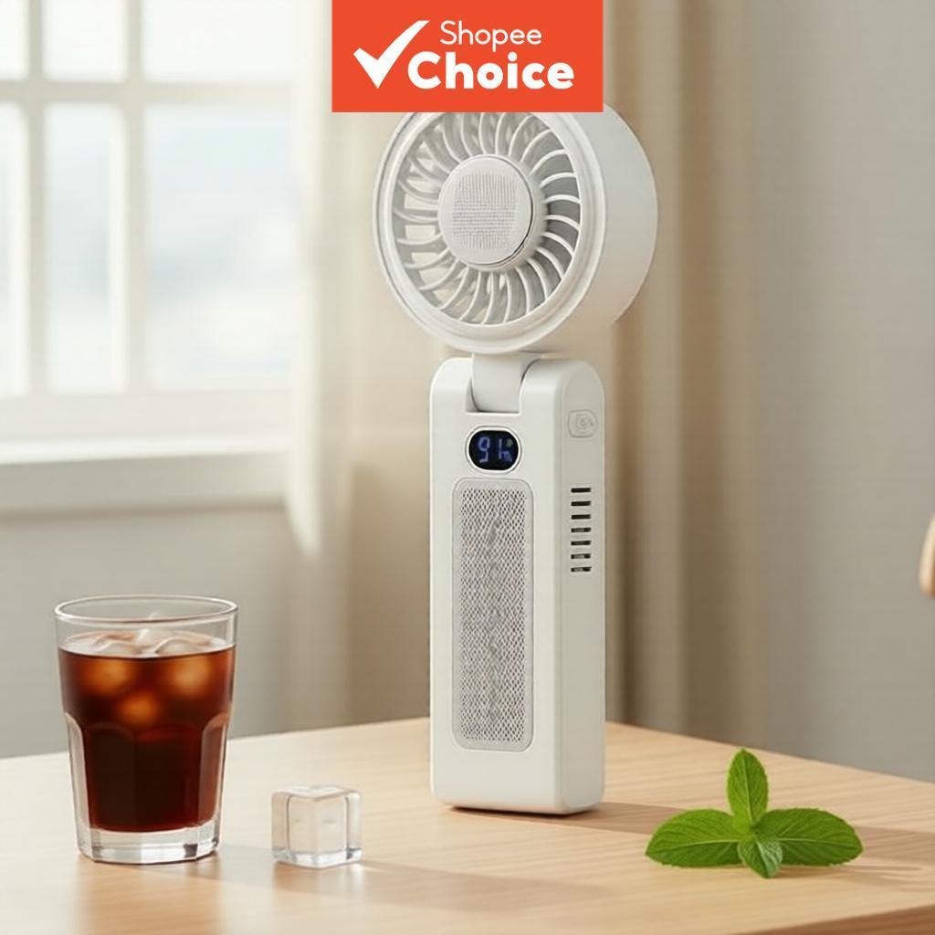 Ventilador Portátil Mini Desktop Dobrável De Refrigeração Com Grande Tela Digital 100 Velocidades Stepless