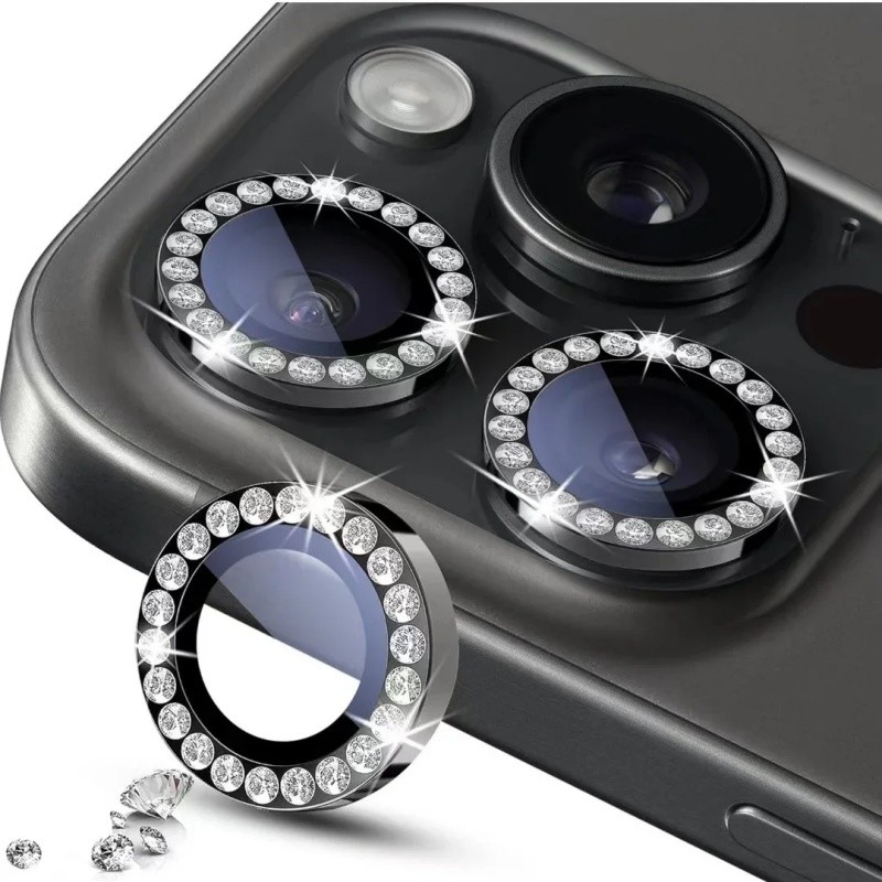 Metal Diamante Protetor Capa De Câmera Lente Para iPhone 16/17/16 Plus/16 Pro Max 17 Air Luxo Vidro Película 2-3pcs Kit