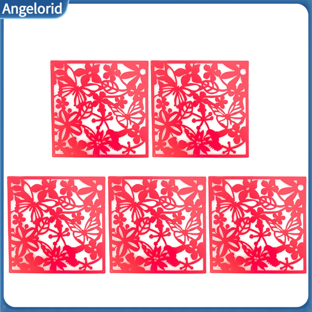 Room Divider Screen Small Apartment 5pcs Hanging Panels Hollow Flower Butterfly Bird Design Square Decorative Wall Parti