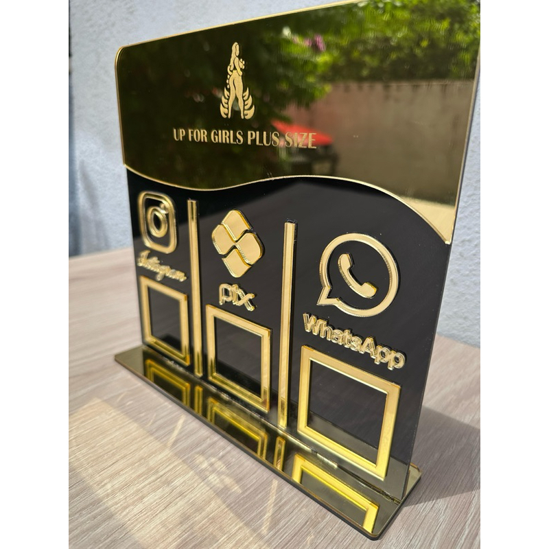 Placa Display Pix Trio Qr Code Instagram - c/ Logo