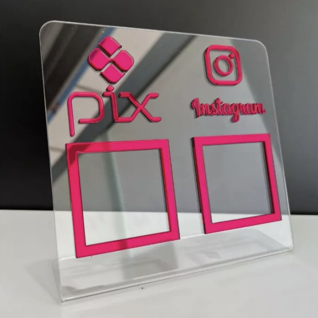 Placa Pix Display Mesa Balcão PIX Instagram Interativo