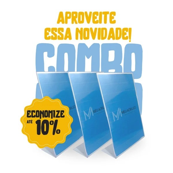 Kit Display L de Mesa Acrílico A4 Vertical Avisos