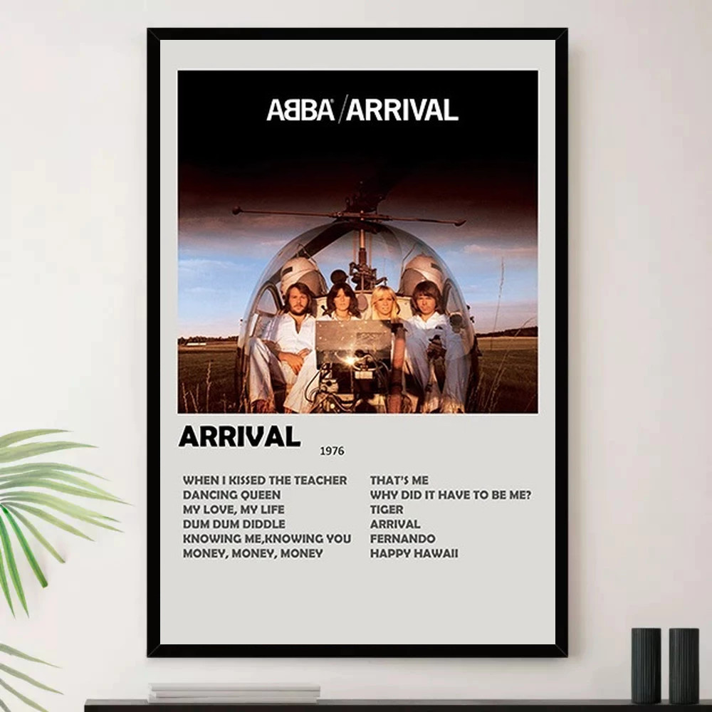 Quadro Placa Decorativa Música Internacional ABBA Dance Pop K-pop e Pop Álbuns com Moldura