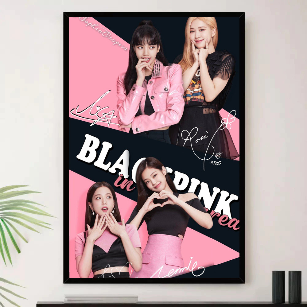 Quadro Placa Decorativa Música Internacional Blackpink Dance Pop K-pop Álbuns com Moldura