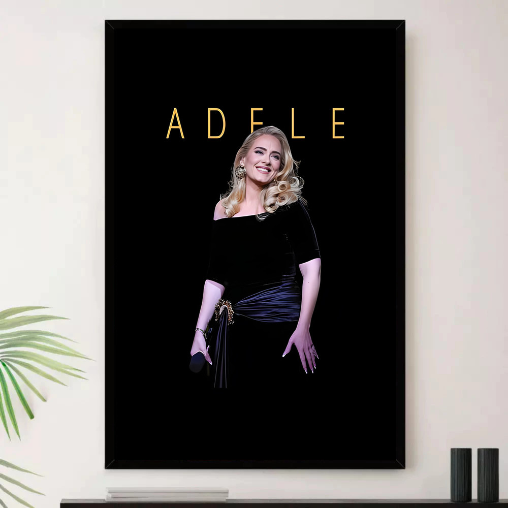 Quadro Placa Decorativa Música Internacional Adele Pop e Dance Pop Álbuns com Moldura