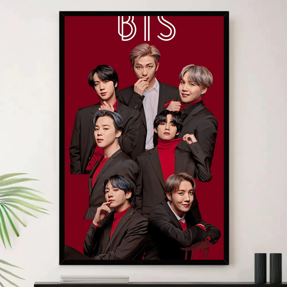 Quadro Placa Decorativa Música Internacional BTS Dance Pop K-pop e Pop Álbuns com Moldura