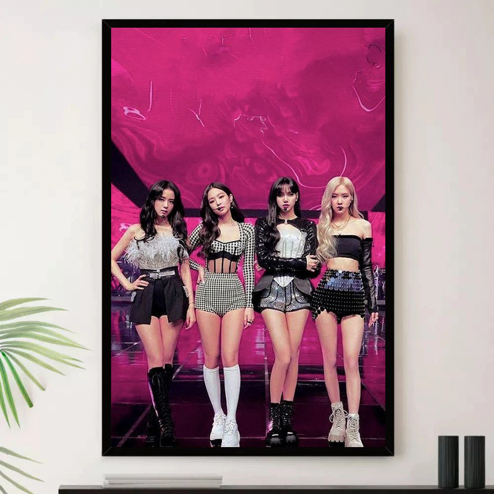 Quadro Placa Decorativa Música Internacional Blackpink Dance Pop K-pop Álbuns com Moldura