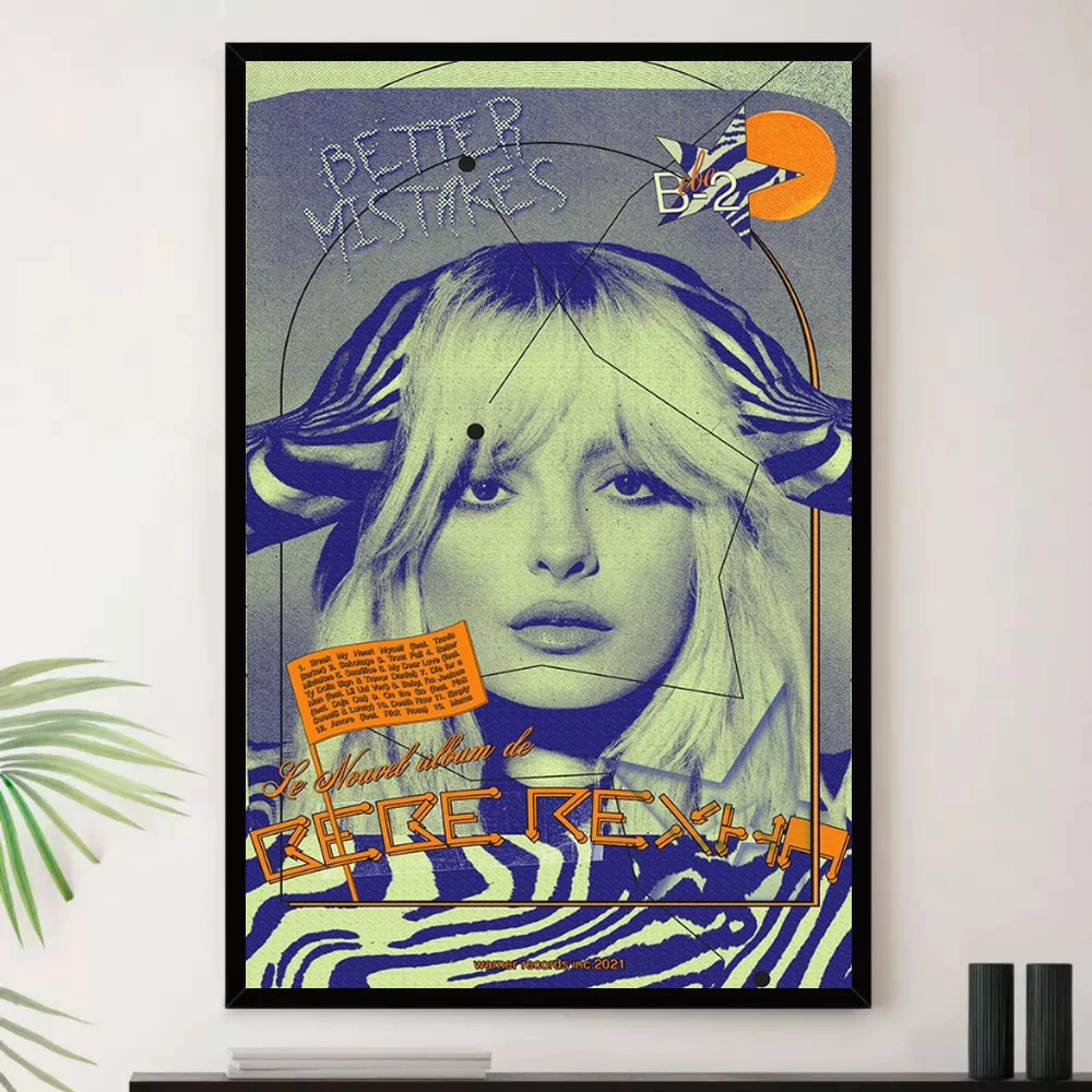 Quadro Placa Decorativa Música Internacional Bebe Rexha Pop e Dance Pop Álbuns com Moldura