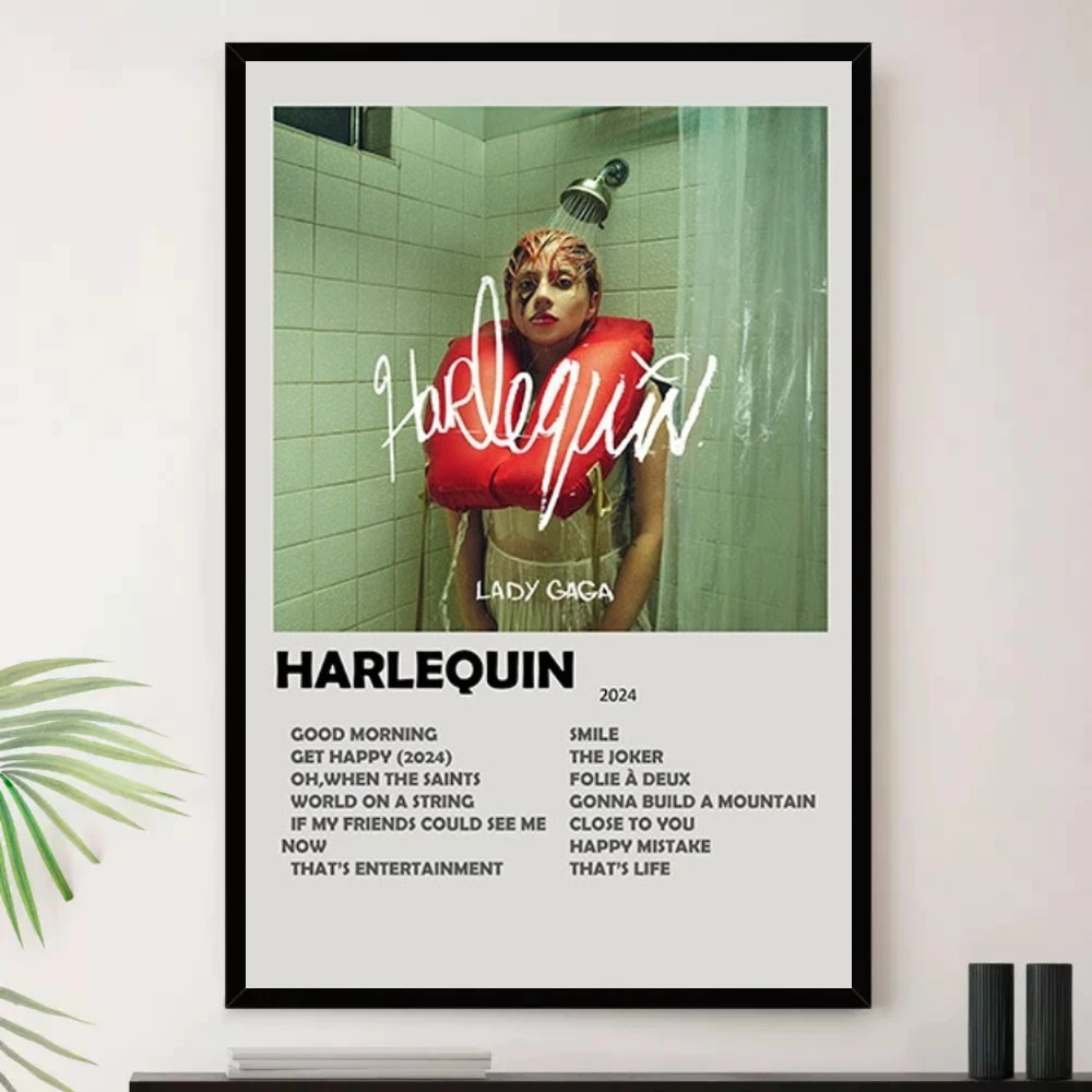 Quadro Placa Decorativa Música Internacional Lady Gaga Pop e Dance Pop Álbuns com Moldura
