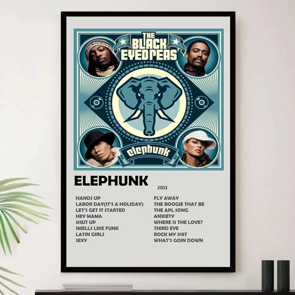 Quadro Placa Decorativa Música Internacional Black Eyed Peas Dance Pop K-pop Álbuns com Moldura