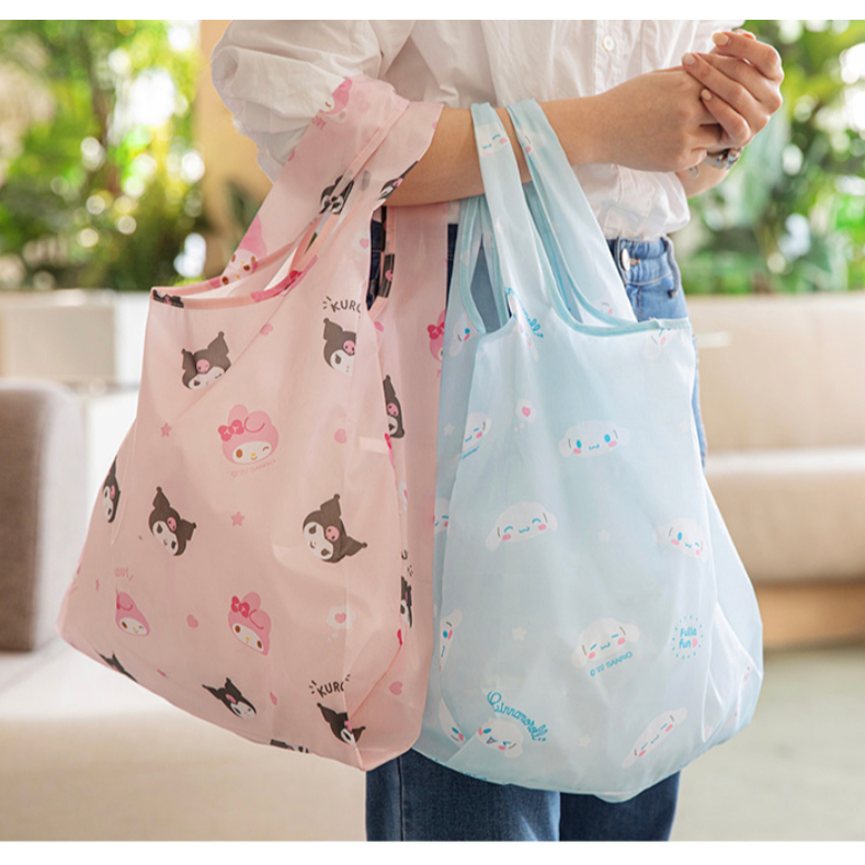[Saco De Compras Almoço Dobrável Kuromi Cinnamoroll Sanrio Portátil Eco Cute Cartoon