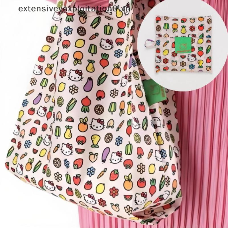 Extens Hello Kitty Cute Cartoon Grande Capacidade Dobrável Sacola De Compras De Supermercado De .