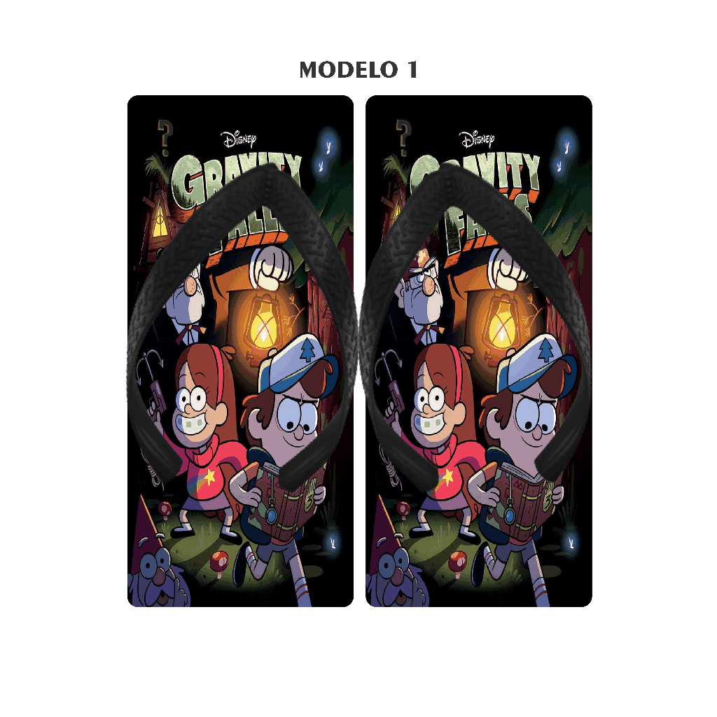 Chinelo Quadrado Gravity Falls Masculino e Feminino Varios Modelos