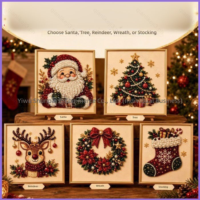 QL3 Kit De Pintura De Diamante De Natal DIY Pearl Art Craft Set Santa Tree Papai Noel Grinalda Casa Decoração Fofa