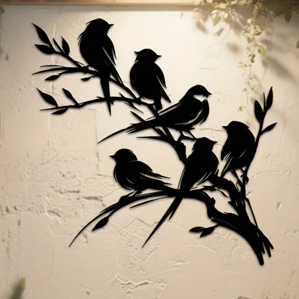 CIFbuy Metal Bird Tree Wall Art Decoração De Ferro Rústico À Prova D'água Ao Ar Livre Interno Enfeite De Suspensão Para