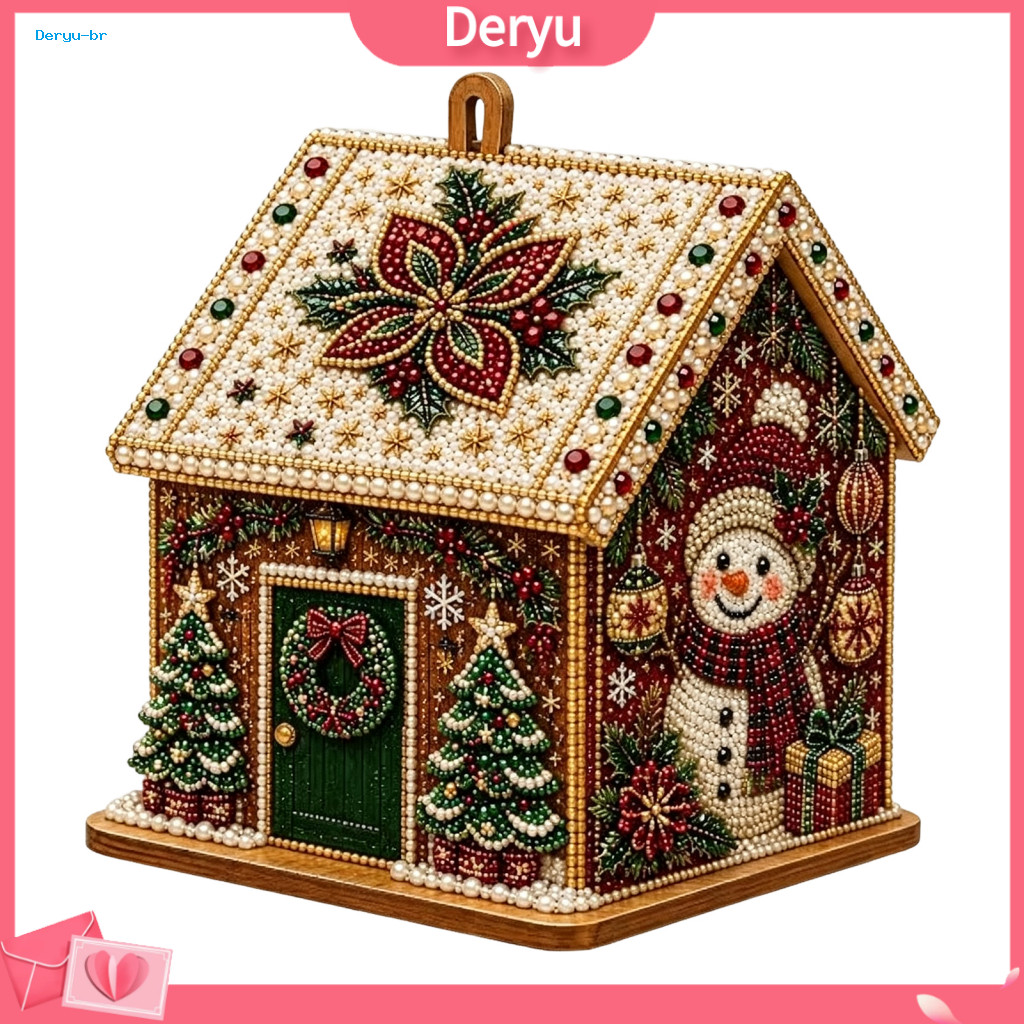 3d Cabin Craft Art Project Christmas Faux Pearl Rhinestone Kit Diy Handmade Beaded Xmas Tree Hanging Decoration for Home