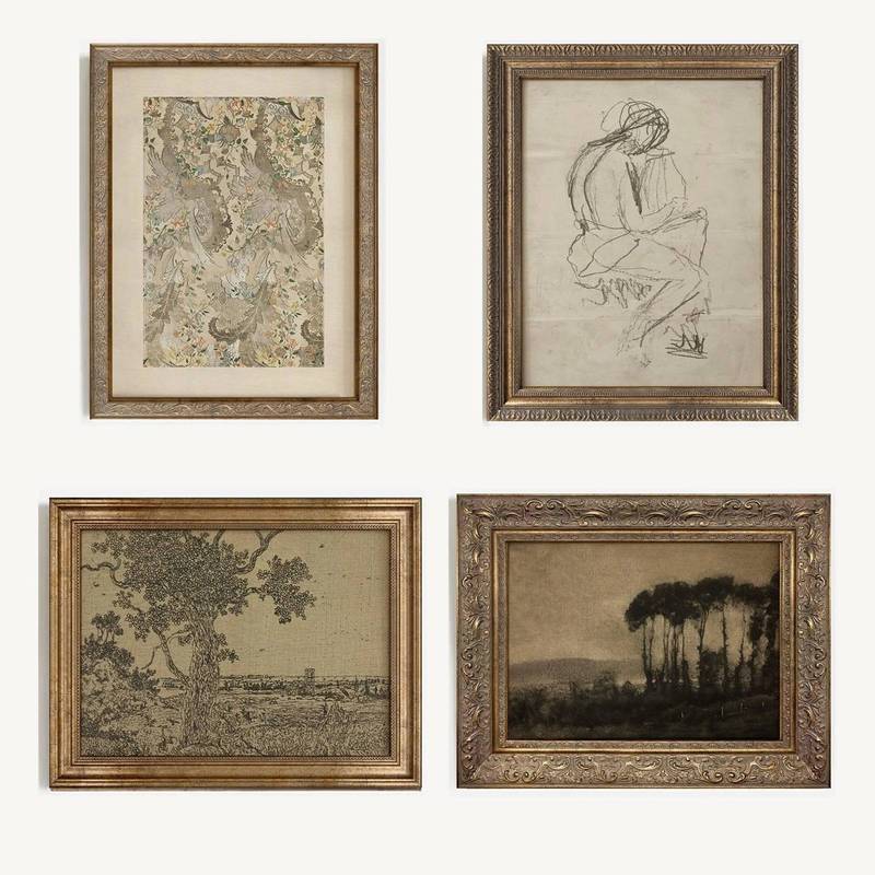 Figure Tree Landscape Sketch Rustic Poster No Frame Canvas Wall Art Painting Bedroom Living Room Decor