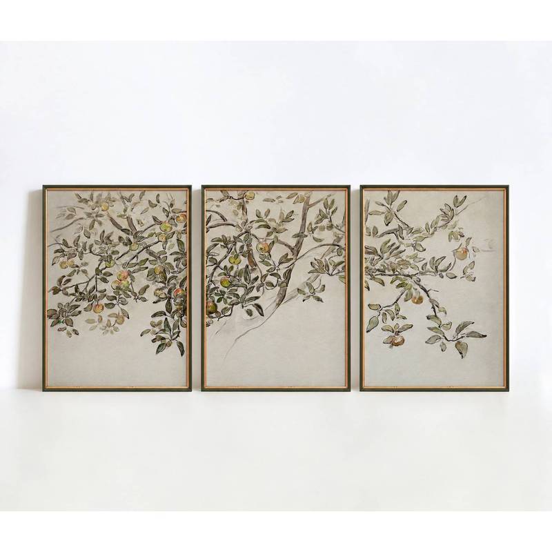 Vintage Apple Tree Branch Rustic Home Decor Split Wall Poster Farmhouse Decor, Botanical Wall Art