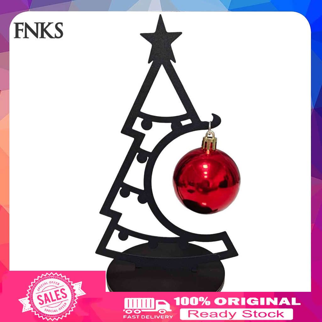 Mini Christmas Tree for Desk Reusable Xmas Decor for Window Metal Line Art Sculpture with Ball Ornament – Festive Tabl