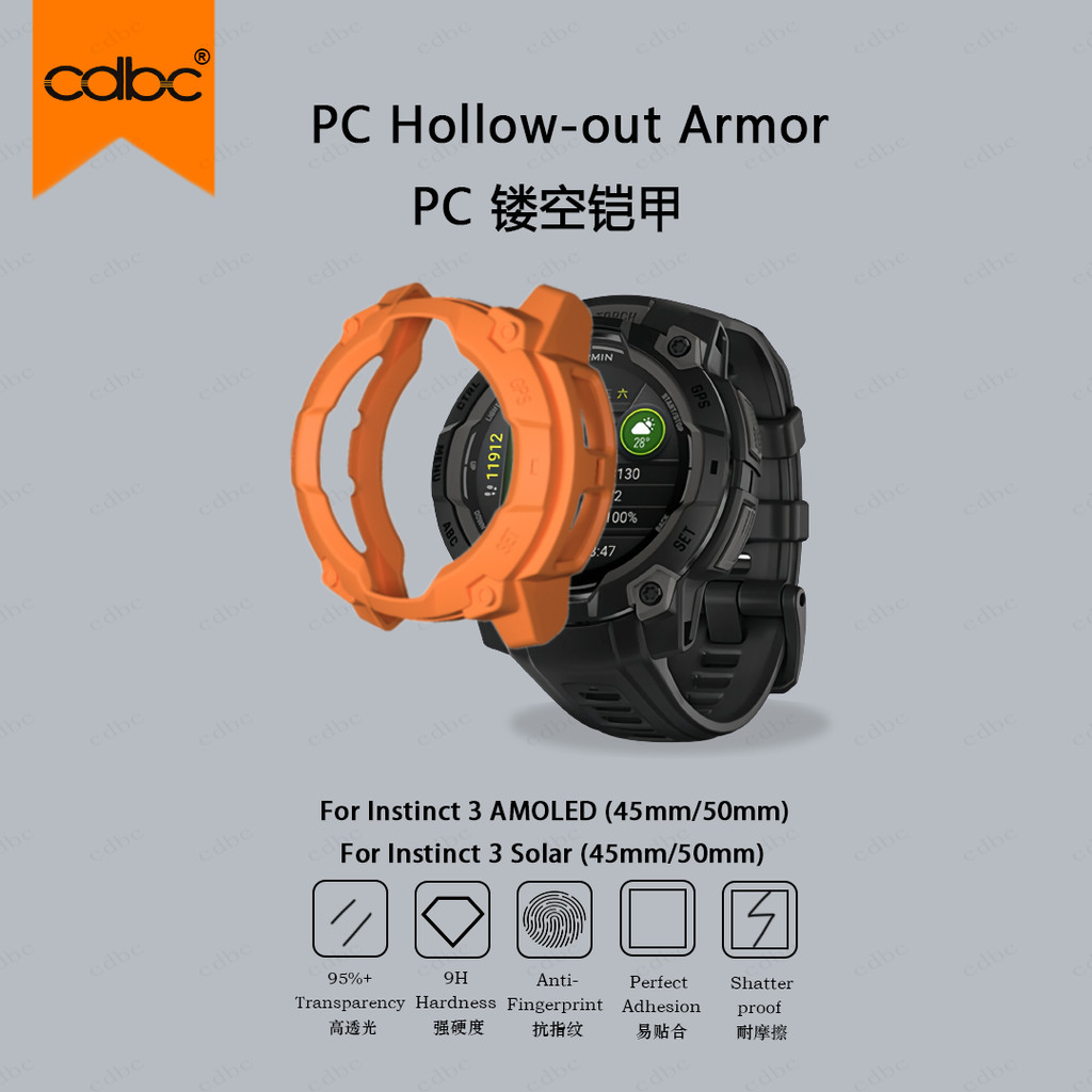cdbc PC Hollow Armor Watch Case Para Garmin Instinct3 AMOLED/Solar 45/50mm , Meia Capa Dura , Esportes Ao Ar Livre À Pro