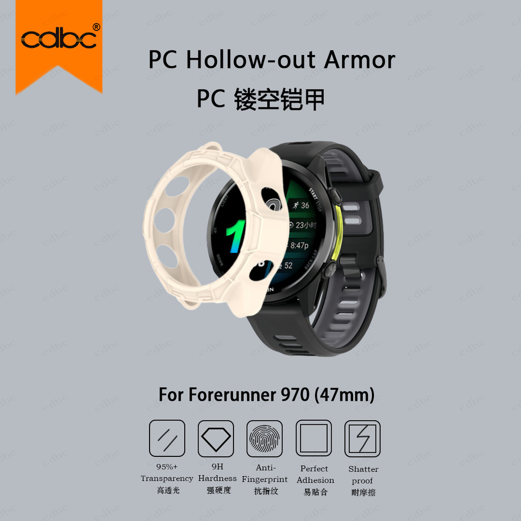 cdbc PC Hollow Armor Watch Case Para Garmin Forerunner970 47mm/965/570 42mm , Meia Capa Dura , Recorte Preciso , Resiste