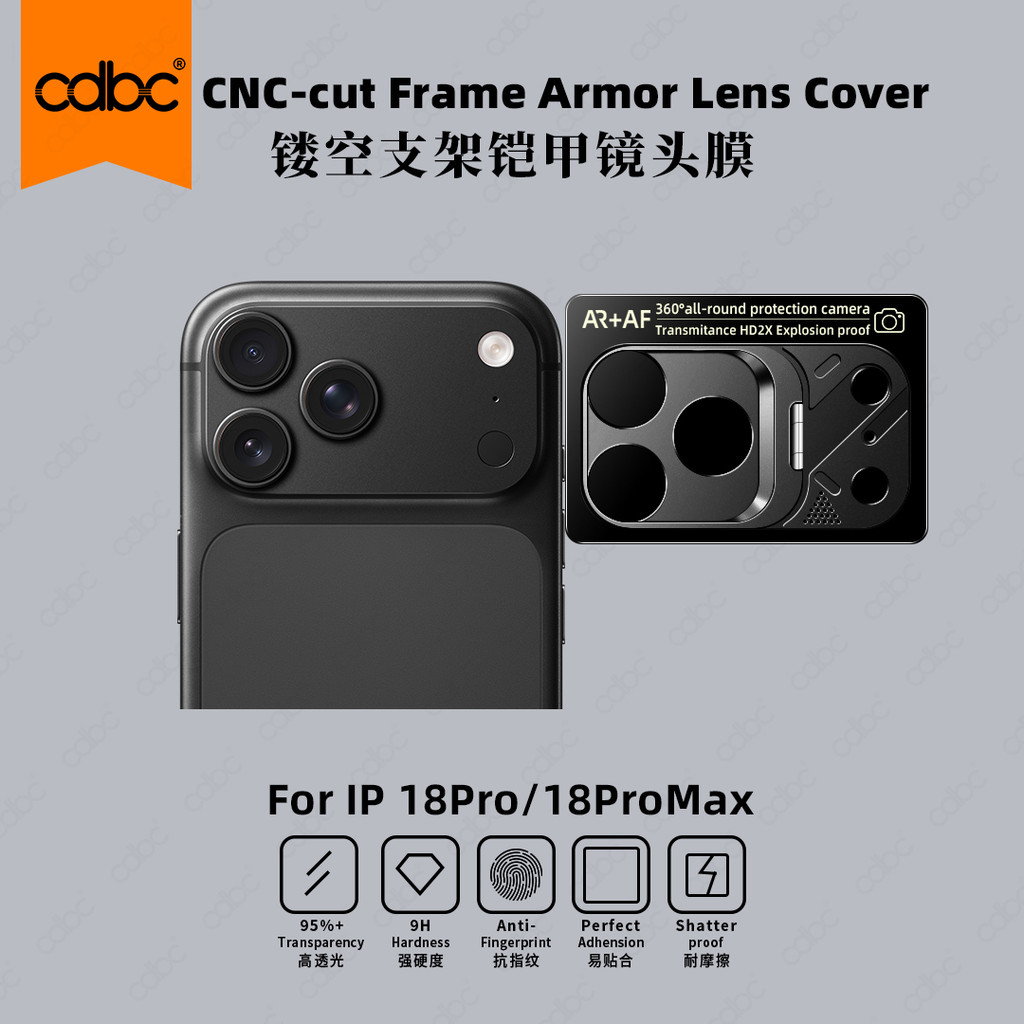 cdbc Mecha Armor Filme De Lente Integrado Suporte De Metal Oco AR Anti-Reflexo Para iPhone 18Pro 18ProMax 17Pro 17ProMax