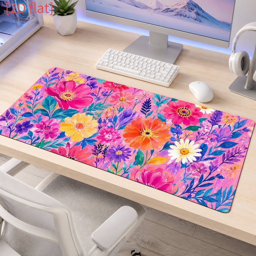 Mousepad Gigante Gamer Estampa Jardim Botânico Colorido, Base Emborrachada Antiderrapante Desk Mat  Aesthetic Vintage