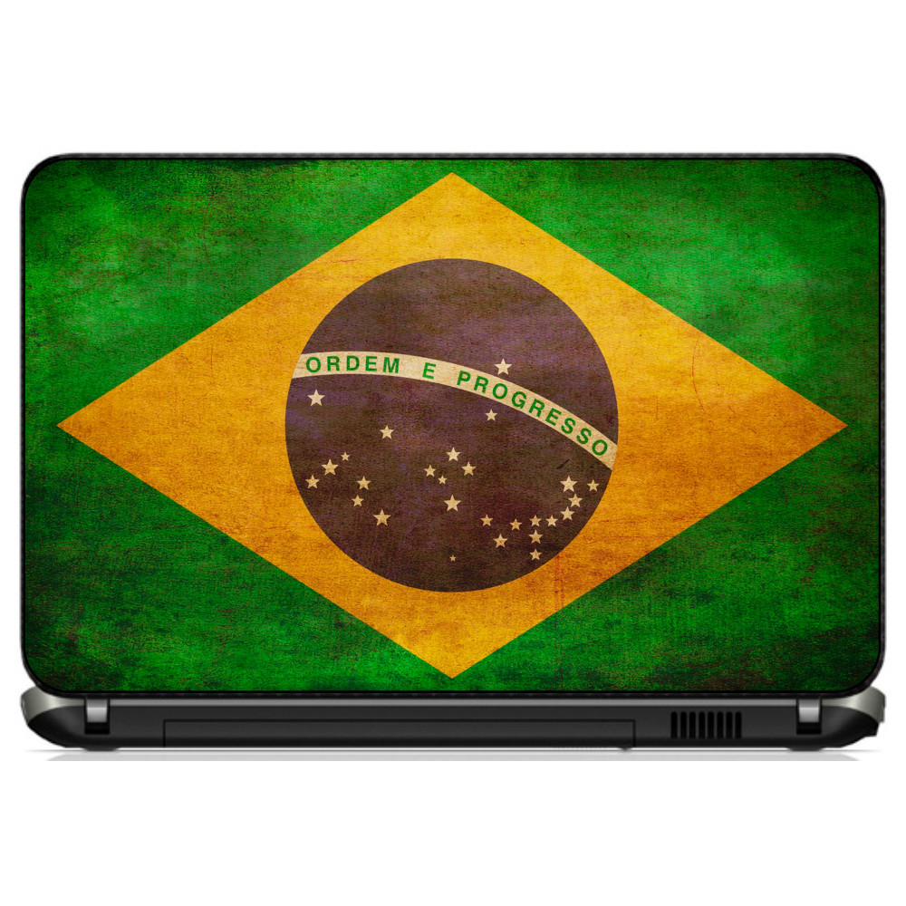Adesivo Personalizado Skin Pelicula Notebook Macbook Tablet Bandeira [ 14 ] Brasil  Flag Verde Amarelo