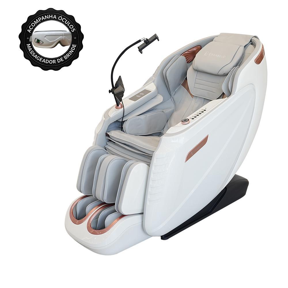 Poltrona de Massagem Carregamento Indução Zero Gravity Comando de Voz Brinde Massageador de Olhos PU