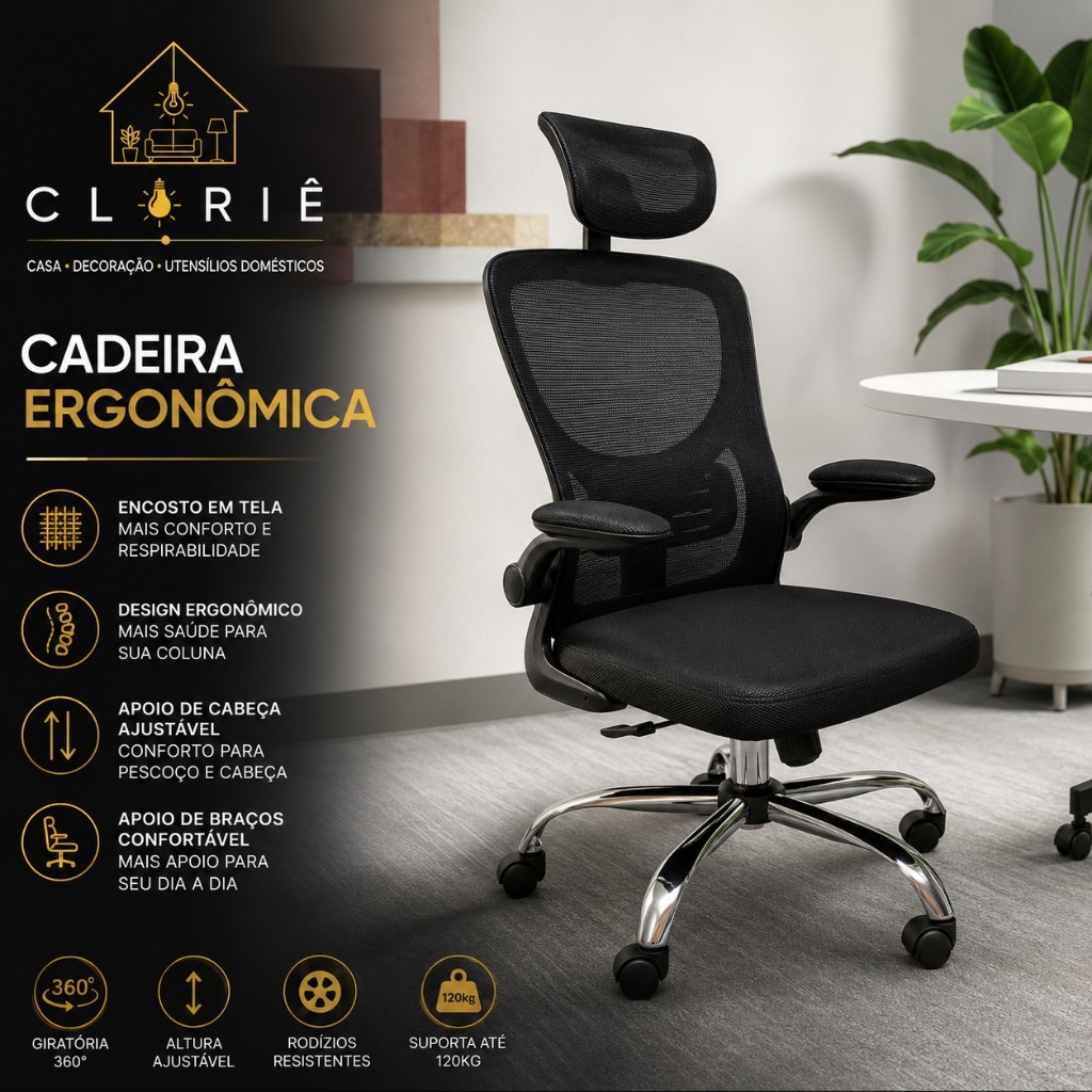 Cadeira De Escritório Ergonômica Com Apoio Lombar E De Pernas Assento Zero Gravity Cor Preto