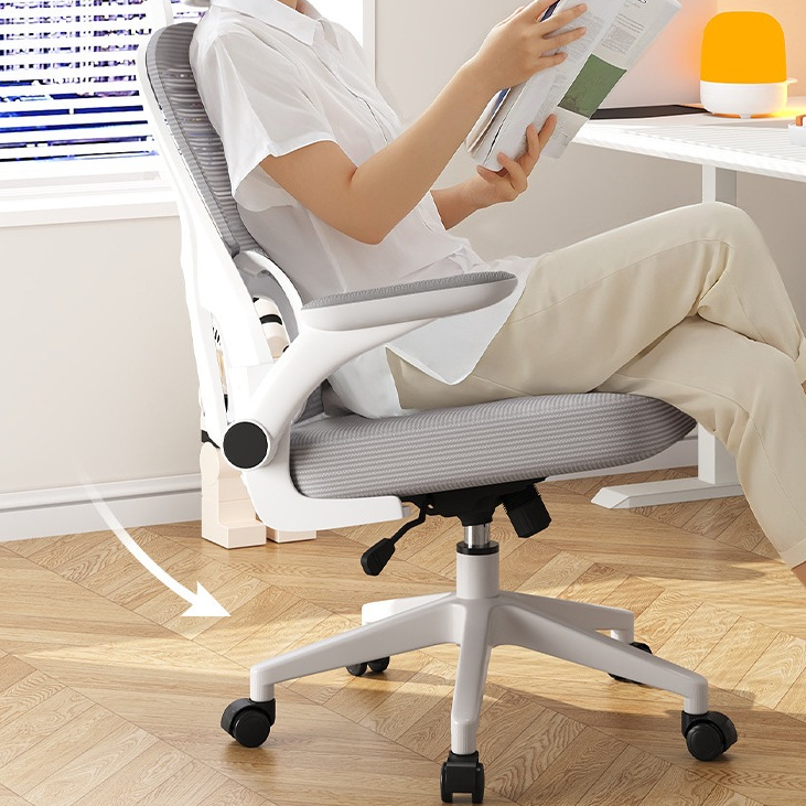 Cadeira De Escritório Ergonômica Com Apoio Lombar Assento Zero Gravity Cor Cinza e Branco