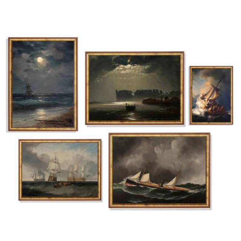 Stormy Sea Sailboat Maritime Vintage Poster No Frame Canvas Wall Art Painting Bedroom Living Room Decor