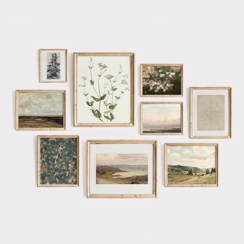 Light Naturals Cottagecore Neutral Tone Vintage Botanical Gallery Poster No Frame Canvas Wall Art Painting Living Room D
