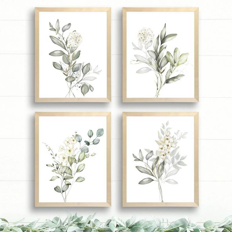 Boho Botanical Watercolor Flowers Set Poster No Frame Canvas Wall Art Painting Cottagecore Bedroom Living Room Decor