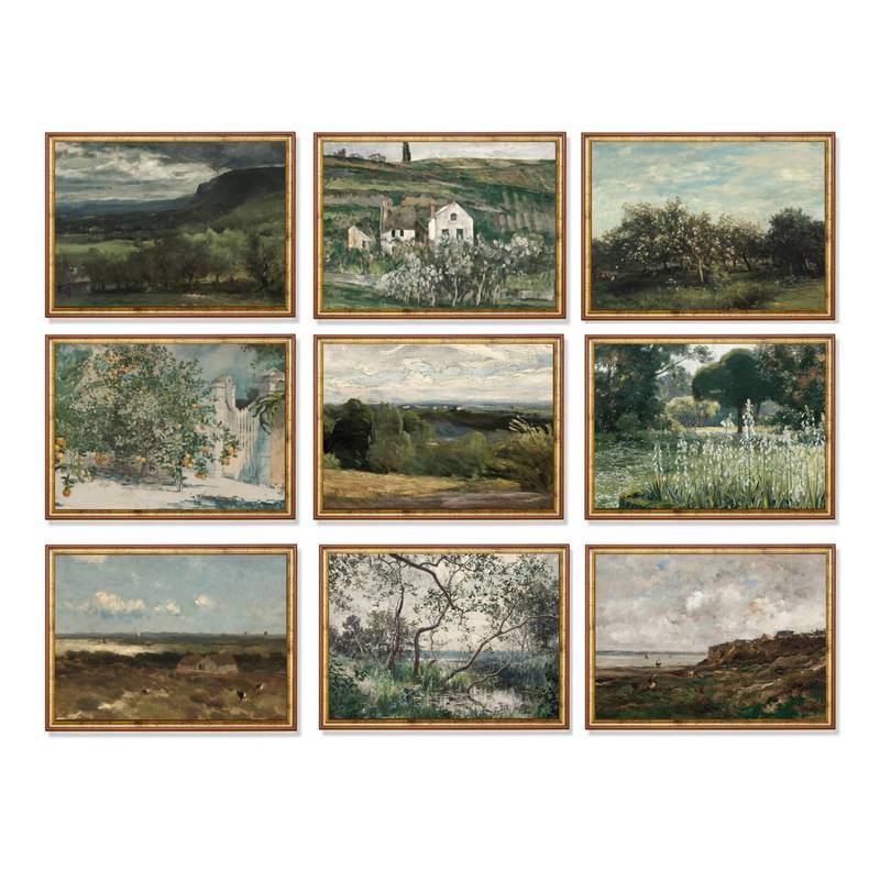 Garden Countryside Landscape Vintage Poster No Frame Canvas Wall Art Painting Bedroom Living Room Decor