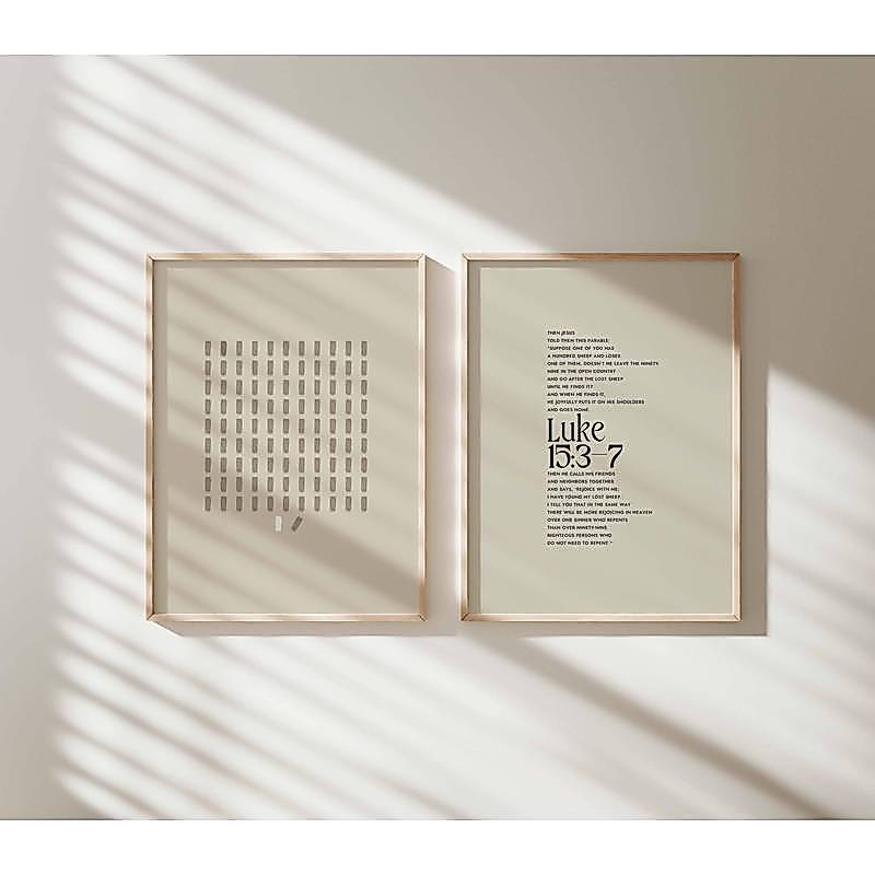 Bible Ninety Nine Sheep Luke 15 3-7 Scripture Set Poster No Frame Canvas Wall Art Painting Religious Study Decor